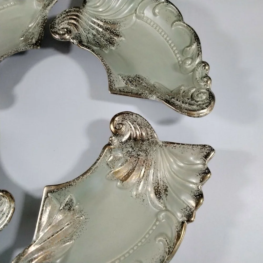 Florentine Nesting Serving Plates Chip Dip Set Ideal Originals 1962 Gold Gilded